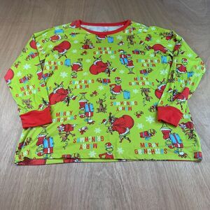 The Grinch Merry Grinchmas Shirt L 12-14 Long Sleeve Green Xmas Top